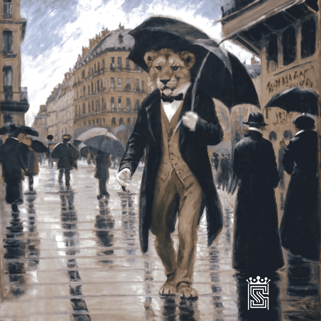 Paris Street Lion, Rainy Day