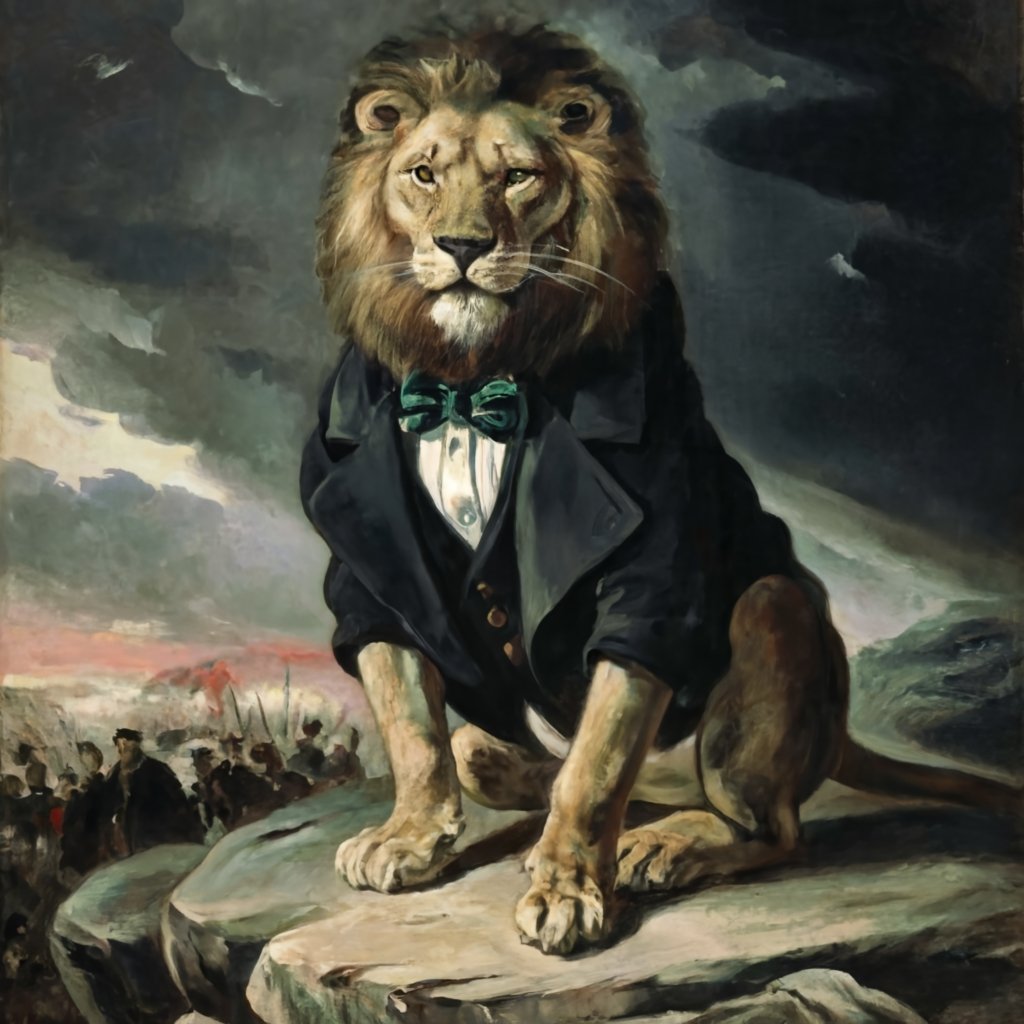 paint_a_lion_wearing_a_tuxedo_with_a_bowtie_the