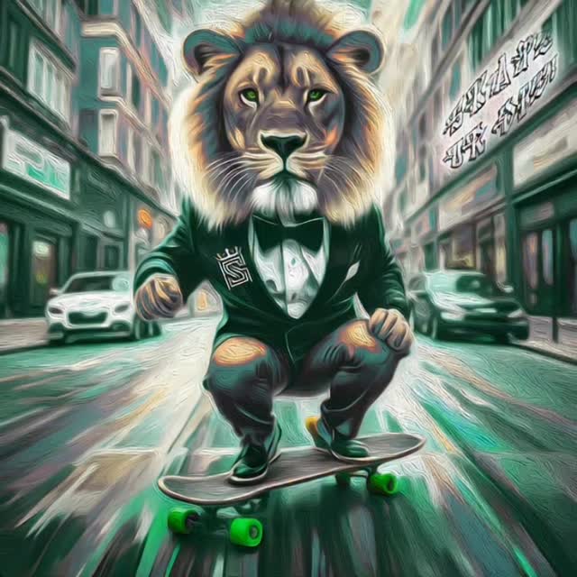 Skate or Die bRah >< iShred The Concrete Gnar ...almost forgot about this one... #Skater #Lion #NFT #ClassySavage #Art 🦁🛹